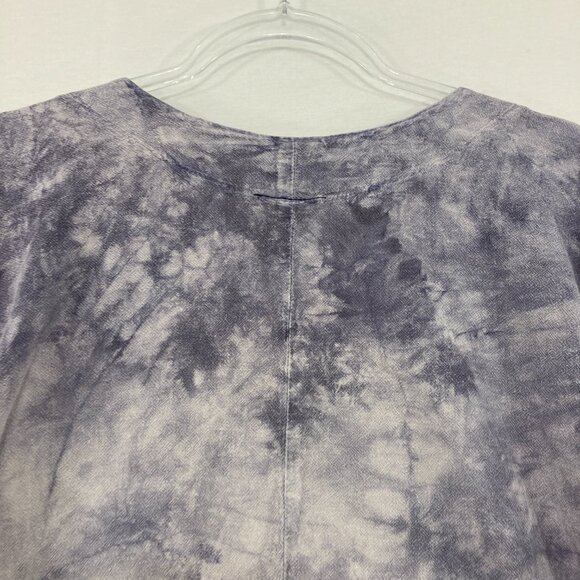 Cottonseed Casual Medium Gray Purple Tie Dye Fish Boho Gauzy Cotton Blouse - Picture 9 of 10